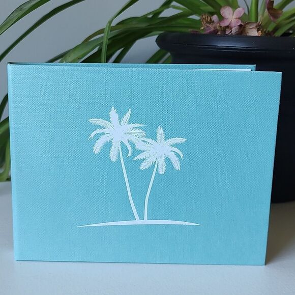 Brand New Palm Tree Light Blue‎ With White Pages Hardcover Guest Book - Picture 3 of 9